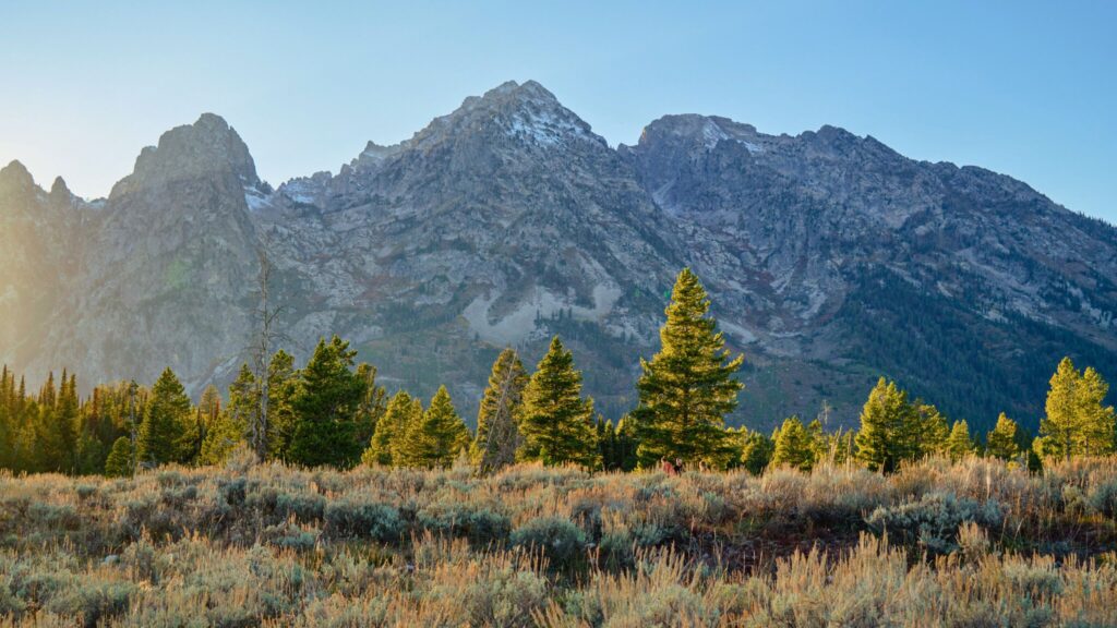 Sunset over the mountains in Grand Teton National Park