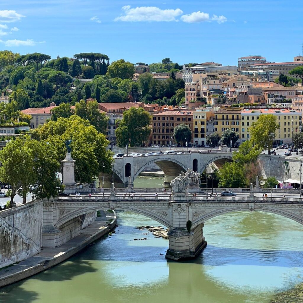 View of Tiber River in Rome Italy