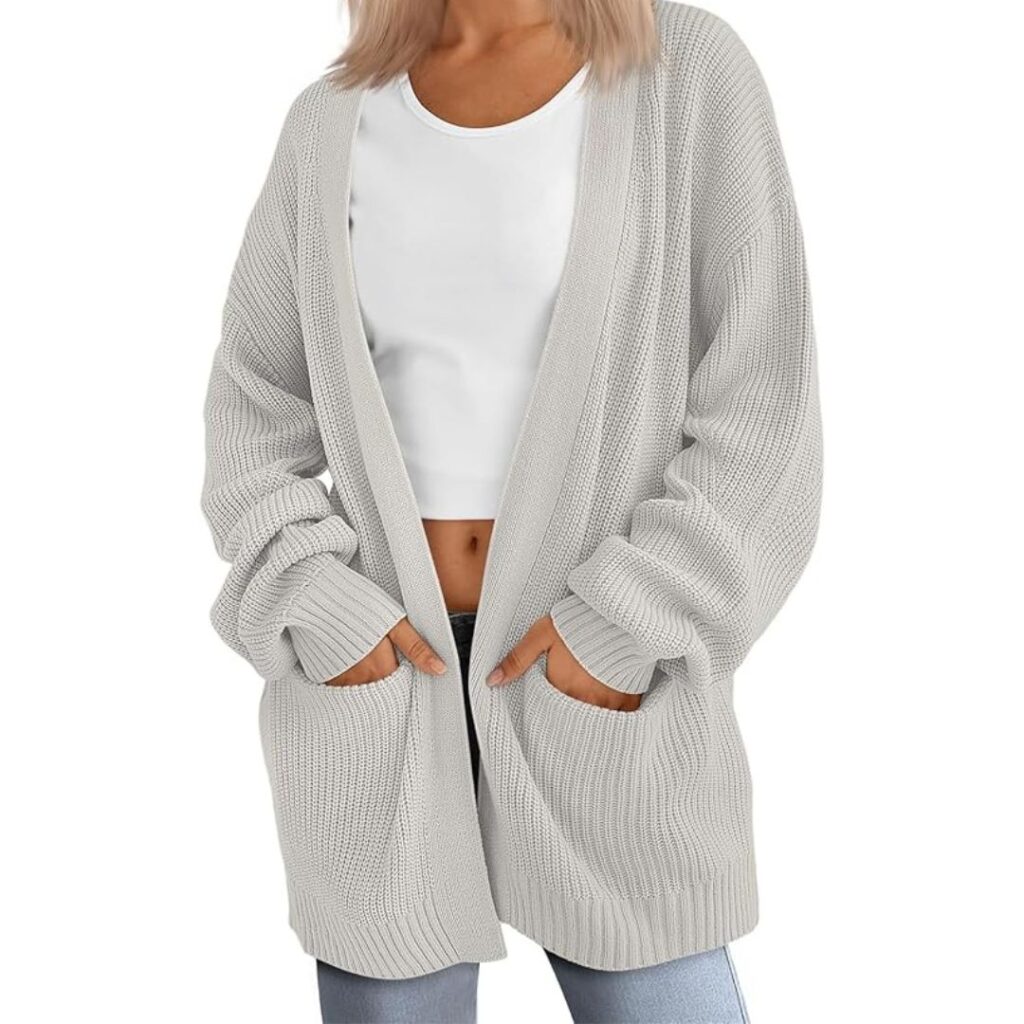 Womens Oversized Cardigans Soft Knit Cardigan Sweater with Pockets