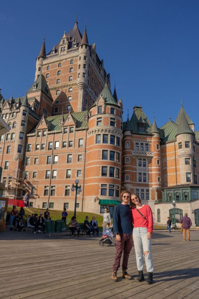 Couple in front of Chateau Frontenac