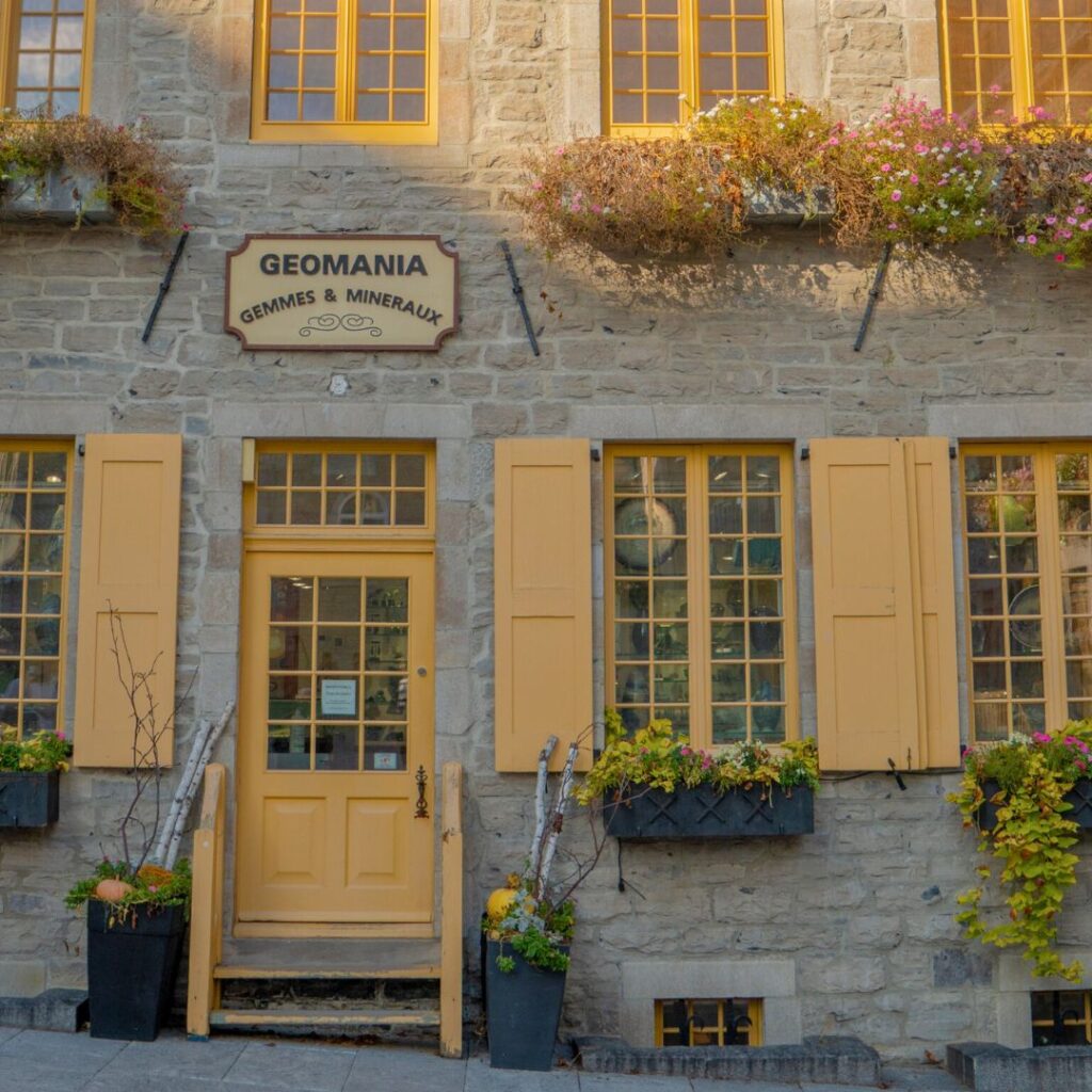 Yellow door and shutters in Quebec City