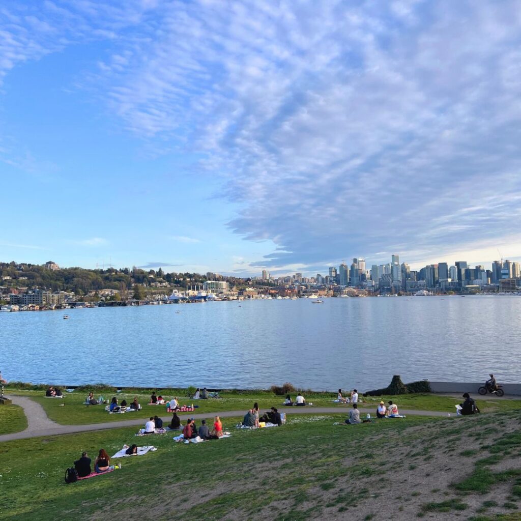 Picnic goers at Gasworks Park Seattle