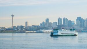 Ferry on the harbor in Seattle