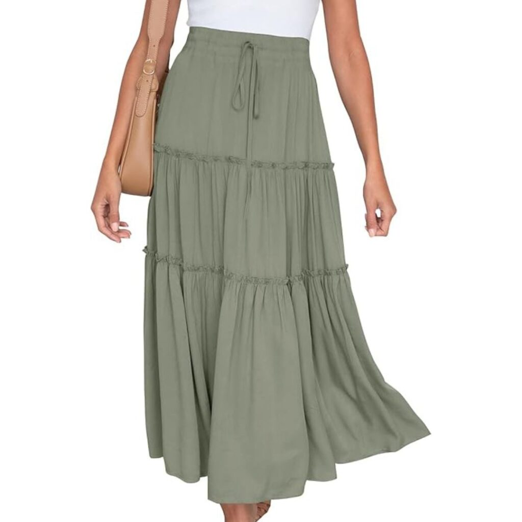 Womens Green layered Maxi skirt
