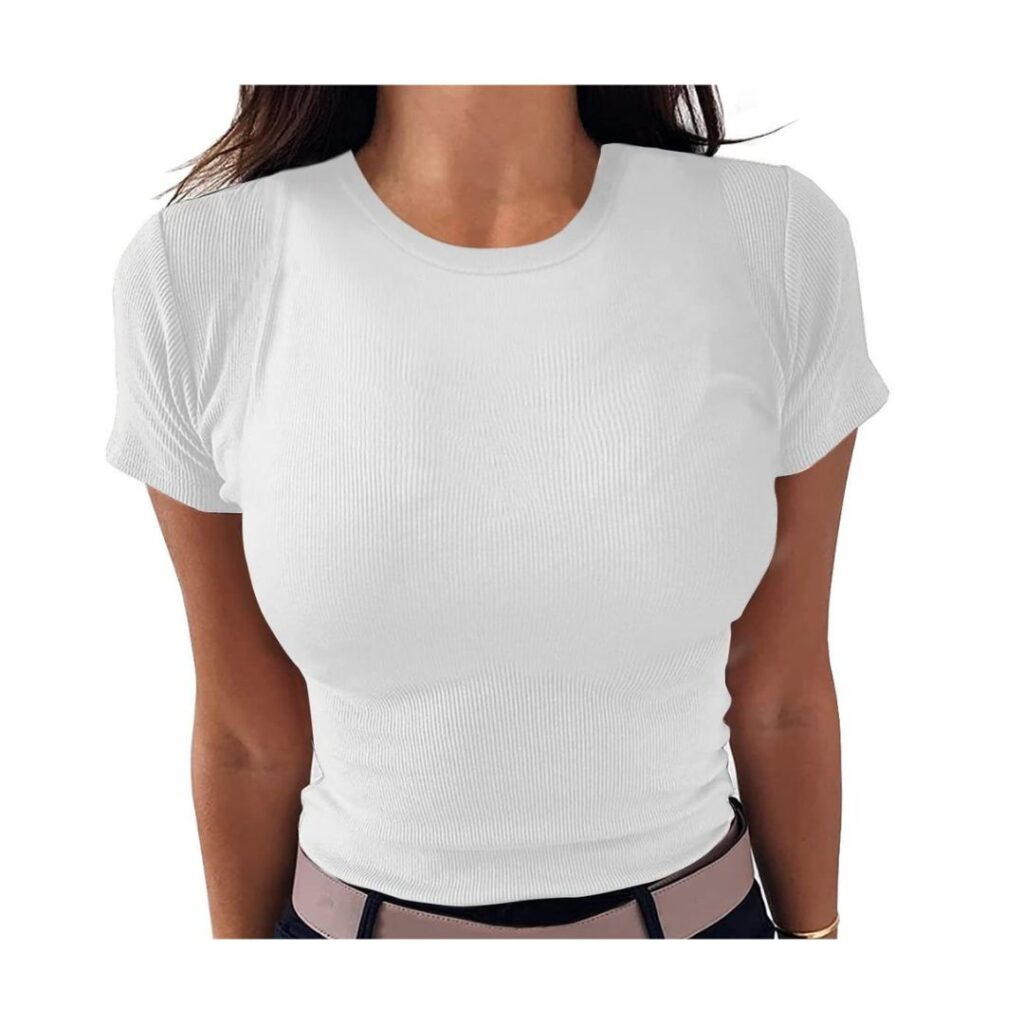 Womens Short sleeve fitted tee shirt white