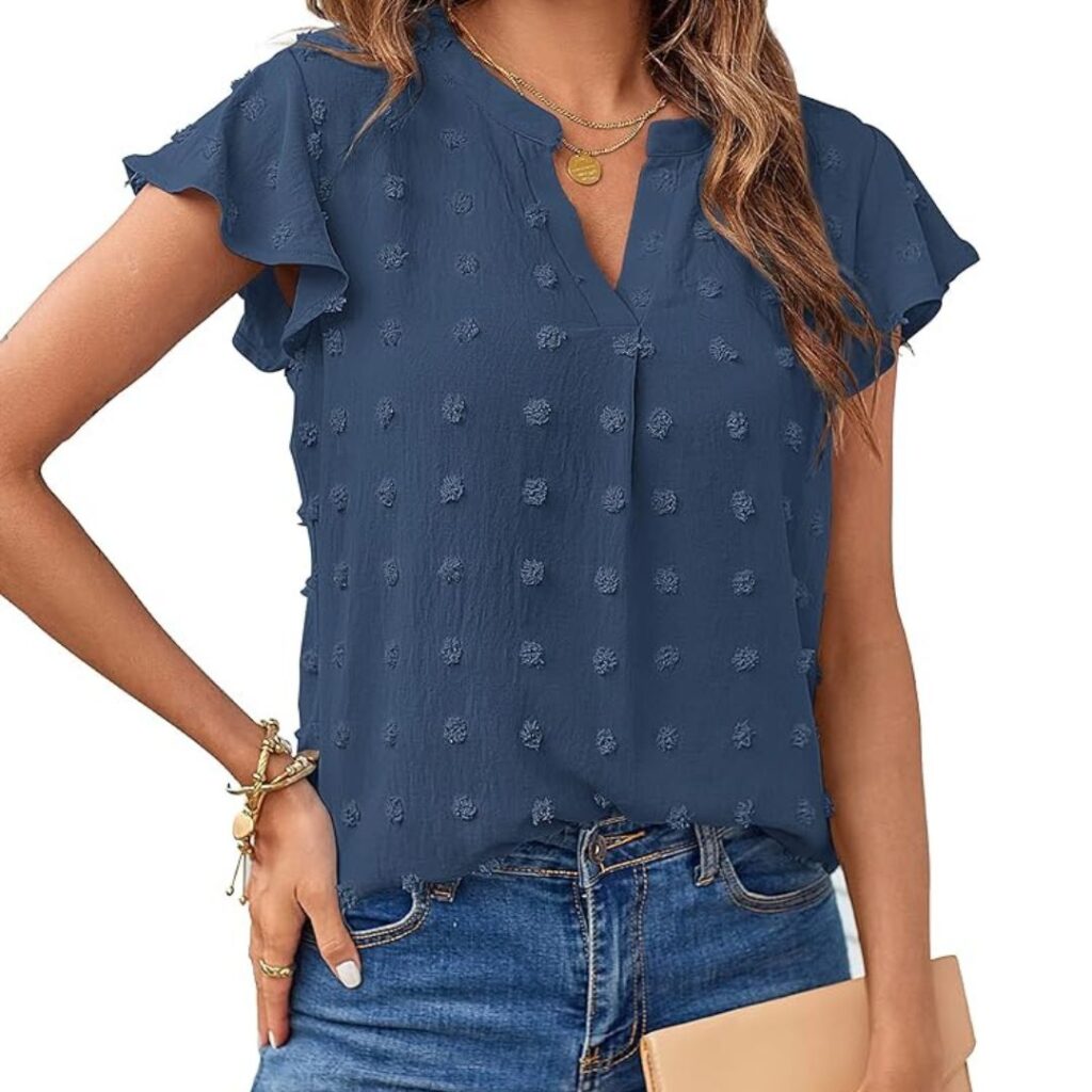 Womens short sleeve blouse (dark blue)