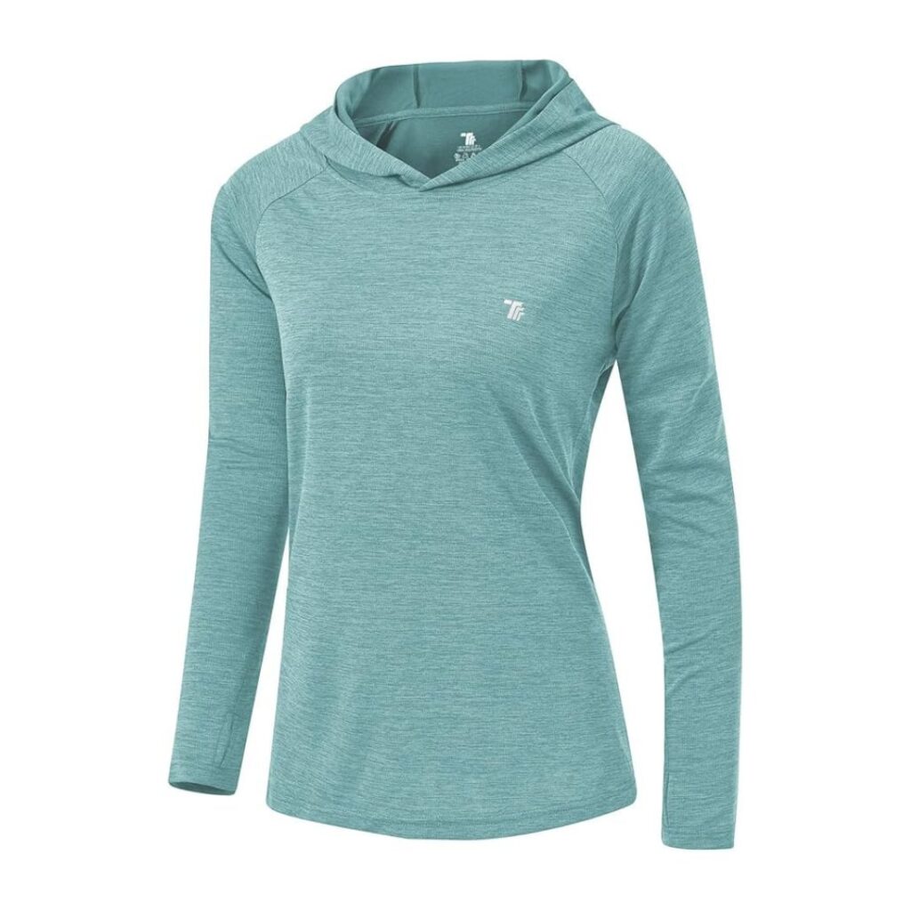 Womens Aqua Hooded Sun Shirt