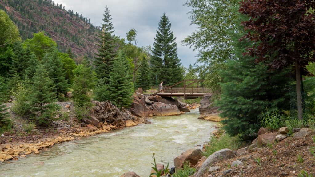 Bridge across the Uncompahgre River in Ouray Colorado