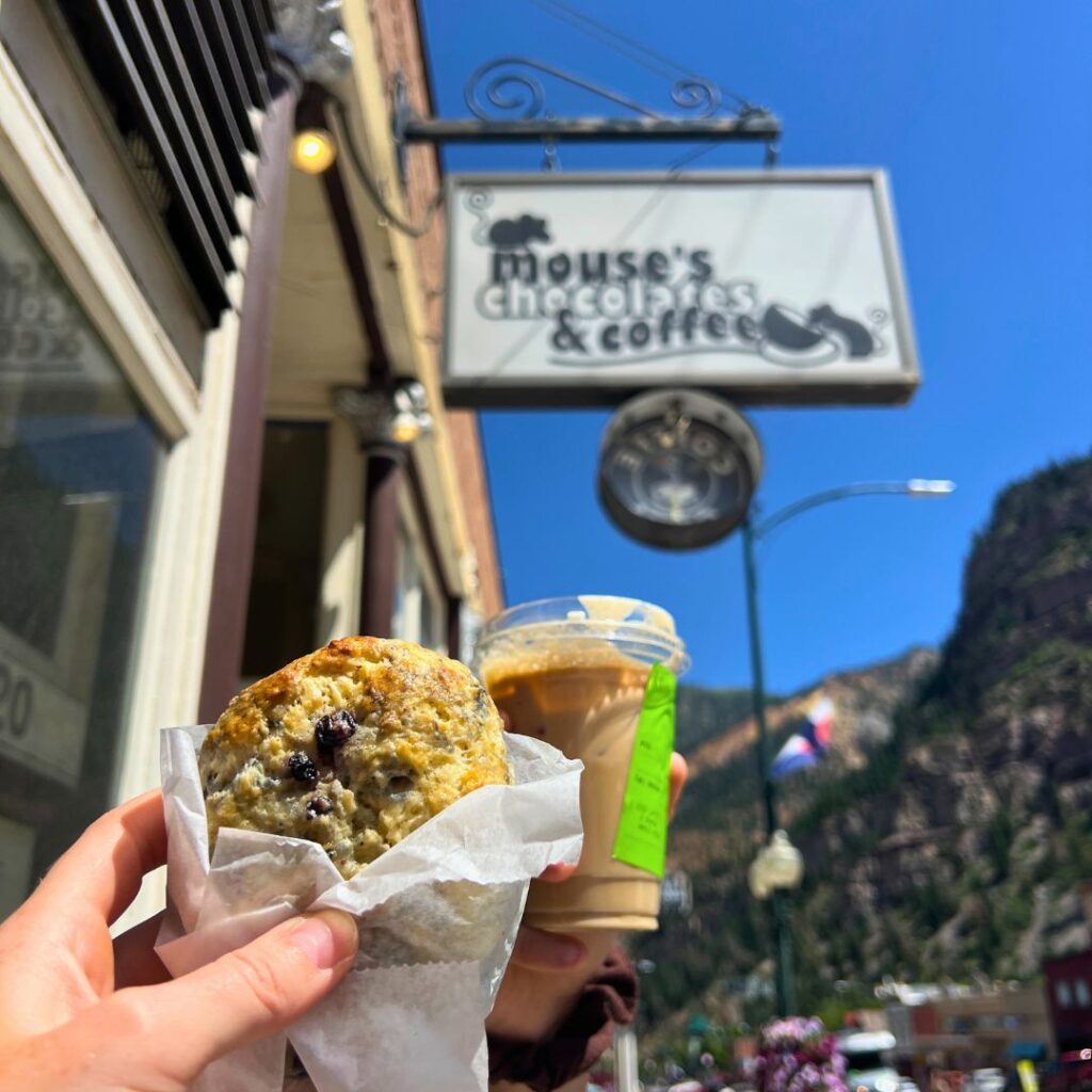 Coffee and Pastry from Mouse's Chocolates Ouray Colorado