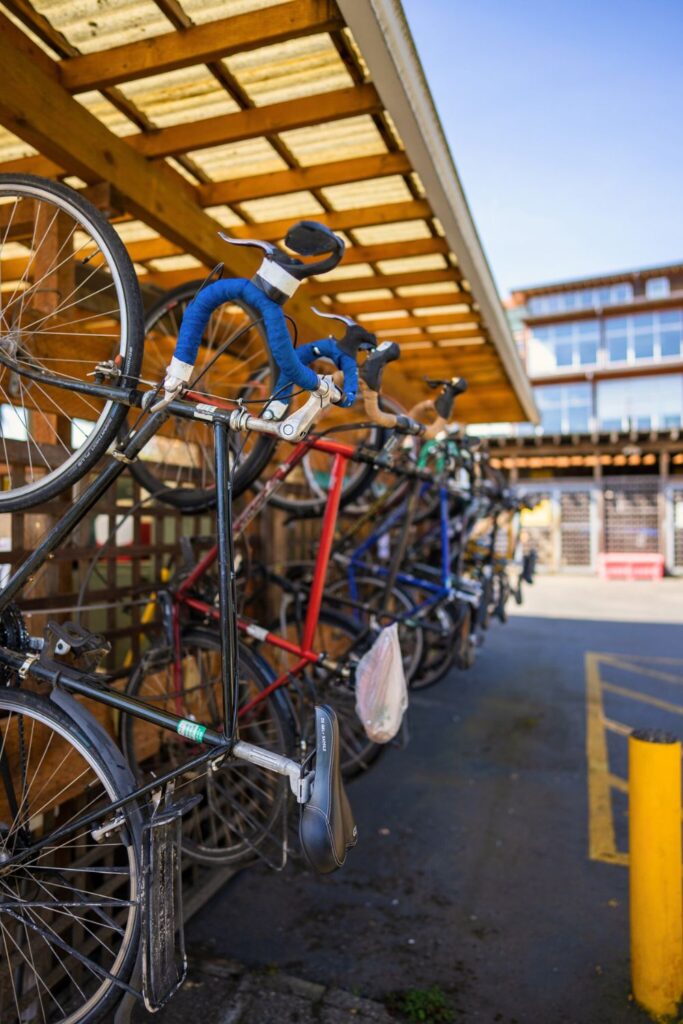 Rental Bikes hanging up in Seattle