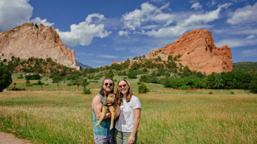 Couple and a dog at Garden of the Gods, Colorado Springs