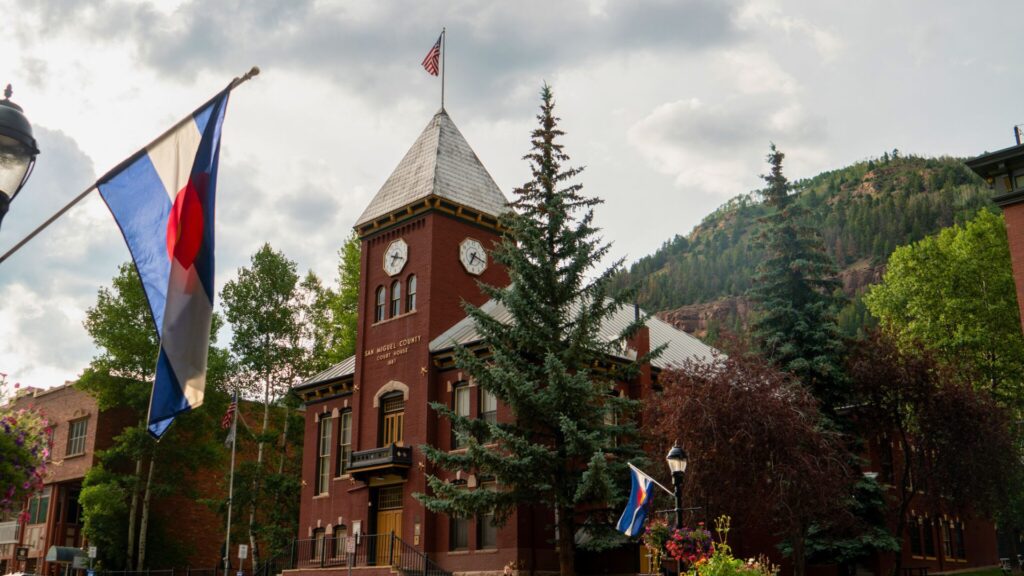Court house at golden hour in Telluride Colorado