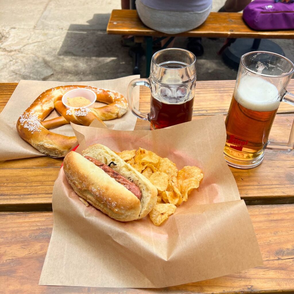 Brats and beers from Ein Prosit Frisco CO