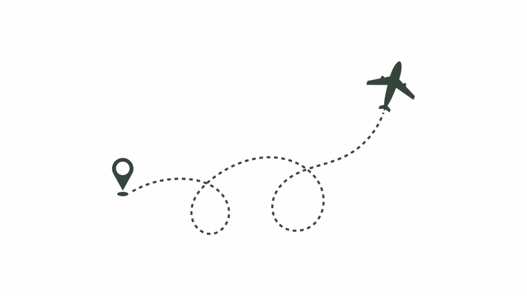 Plane with dotted trail graphic