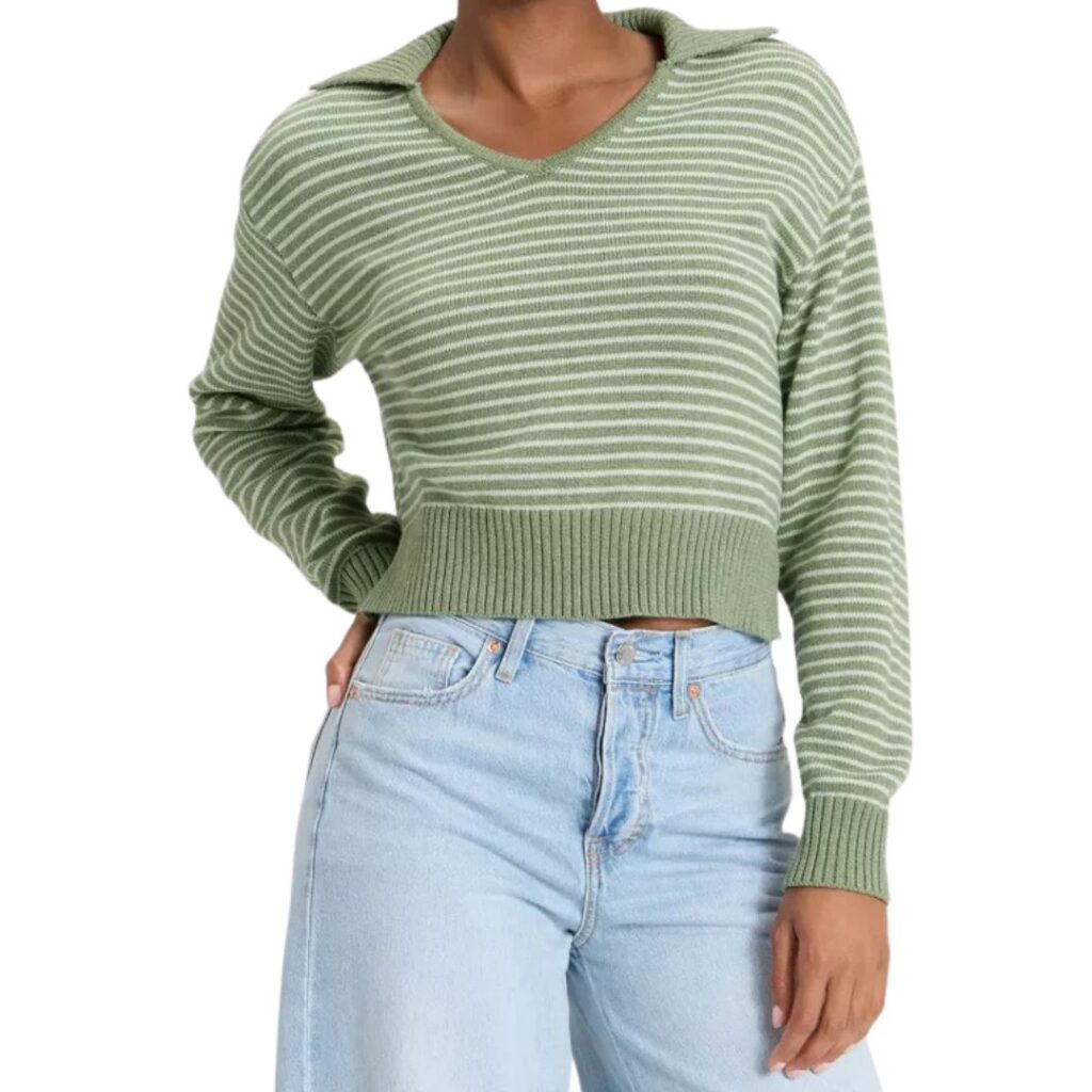 Striped Sweater with Collar Womens