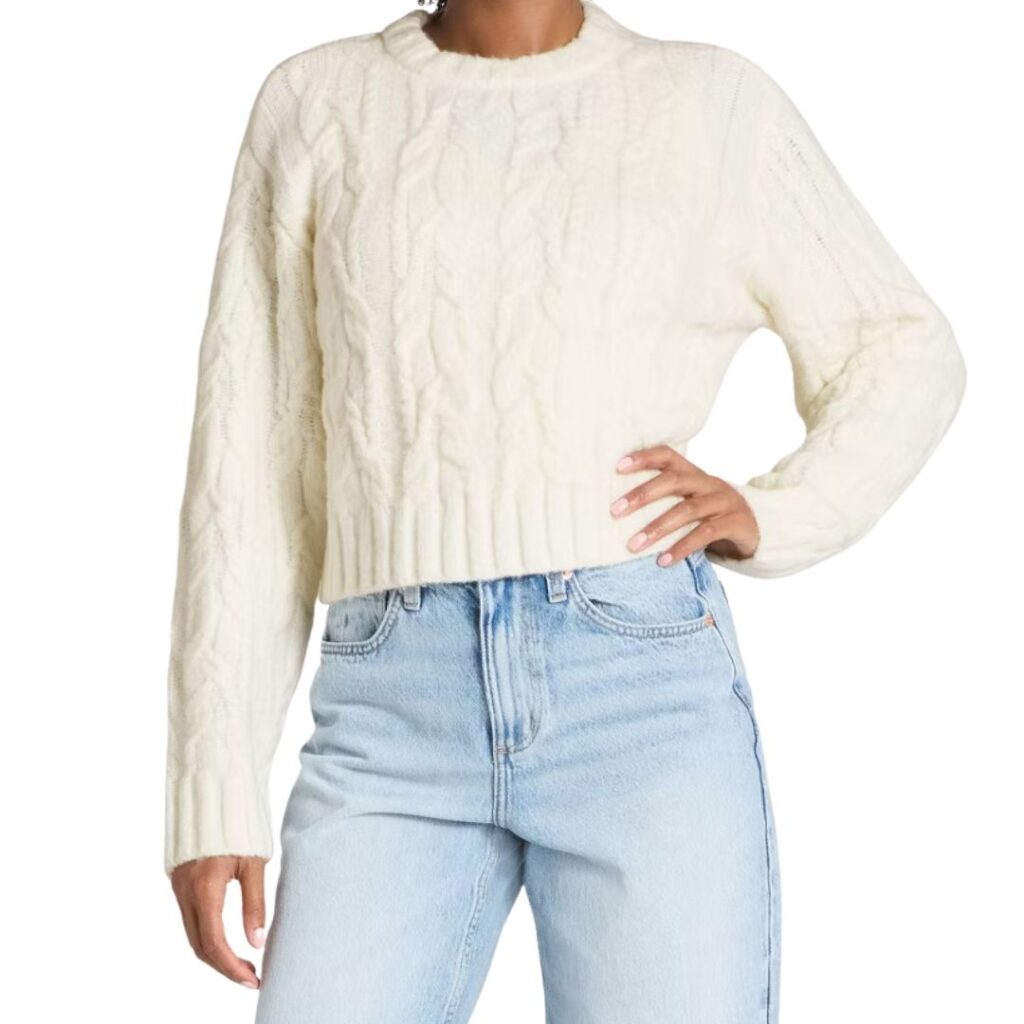 Knitted White Sweater Womens