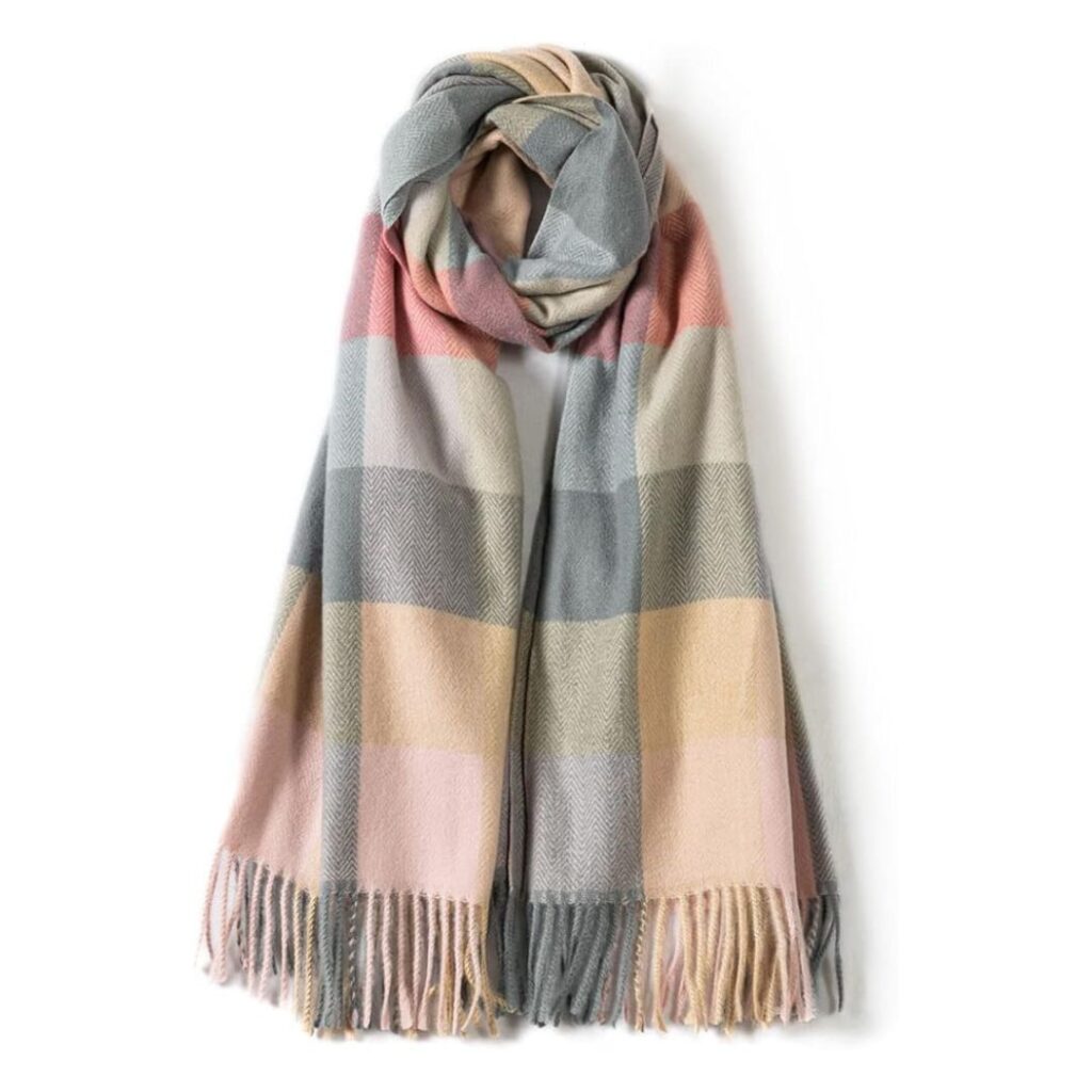 Pale Plaid Wool Scarf
