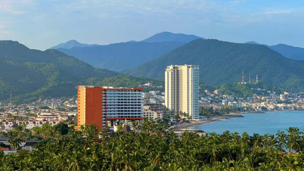 View of Puerto Vallarta mountains and ocean