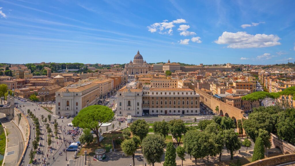 View of St Peters Basilica in Rome Italy