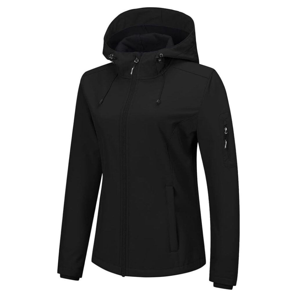 Women's black lined rain jacket