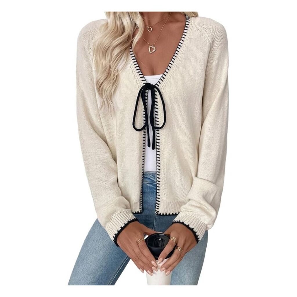 Womens Front Tie Cardigan Sweater