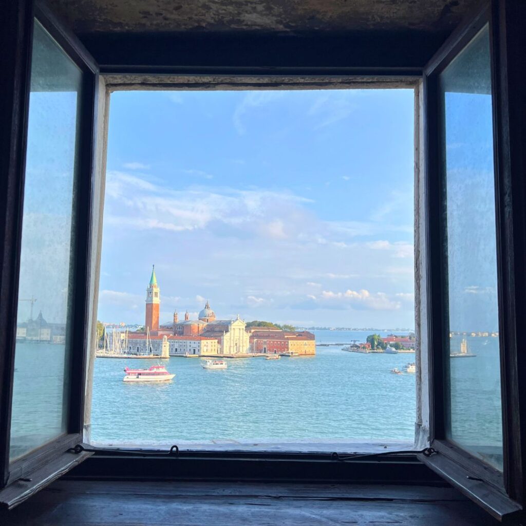 View of Grand Canal in Venice through a window